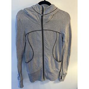 LULULEMON LIVE SIMPLY HOODIE HOODY JACKET II HEATHERED MEDIUM GREY SIZE 4